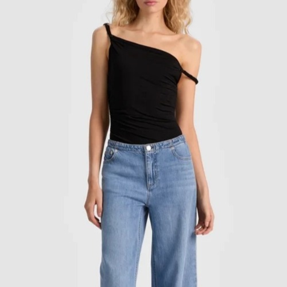 ALICE‎ AND OLIVIA Bianca Twist Off Shoulder Bodysuit Black Size S